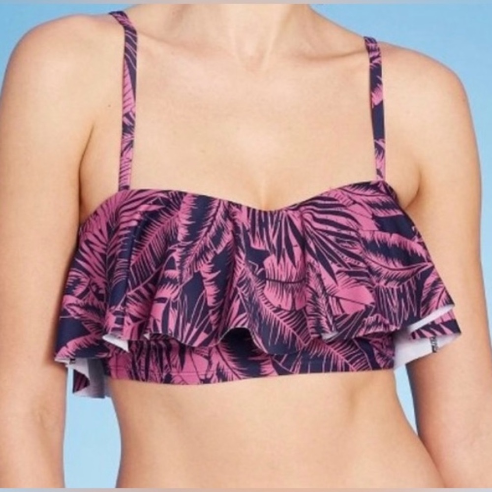 Kona Sol Flutter Flounce Bikini Swim Top Size Small